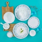 Larah by Borosil Silk Series Stardust Opalware Dinner Set | 35 Pieces for Family of 6 | Microwave & Dishwasher Safe | Bone-Ash Free | Crockery Set for Dining & Gifting | Plates & Bowls | White