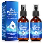 Pure Magnesium Oil Spray - 100％ Pure & NaturaI Highest Concentration of Magnesium Foot Spray, Magnesium Oil Spray for Feet, Magnesium Spray for Restless Legs Relief and Sleep, 60mlx2