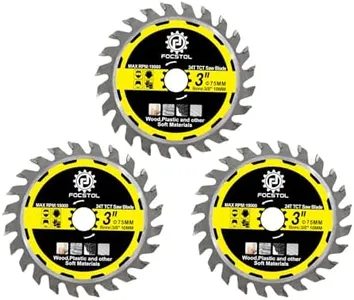FOCSTOL TCT Wood Cutting Blade - 3pcs 3''(75mm) Cutting Circular Saw Blade for Wood Plastic for Angle Grinder Arbor 3/8''(10mm)