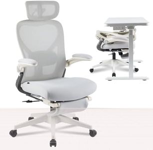 FLEXISPOT Foldex Office Folding Chair, Ergonomic Chair for Small Spaces with Lumbar Support, Flip-up Armrests, 3D Headrest, Desk Chairs with Footrest for Work,Video Game Grey