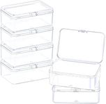 ZORRITA 6 Pack Small Plastic Storage Containers with Hinged Lids, Rectangle Clear Plastic Boxes for Beads, Jewelry, Game Pieces and Crafts Items (3.5 x 2.3 x 1.3 Inch)