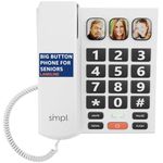 SMPL Big Button Phone for Seniors, Corded Landline Phone for Elderly, Handicap, Amplify Permanently for Hearing & Vision Loss, Alzheimer’s, Dementia - Ideal Phone for Seniors (Model 56020)