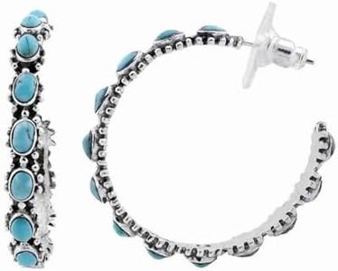 Turquoise Hoop Earrings for Women in 925 Sterling Silver Beach Boho Western Earrings Turquoise Jewelry Birthday Mothers Day Gifts