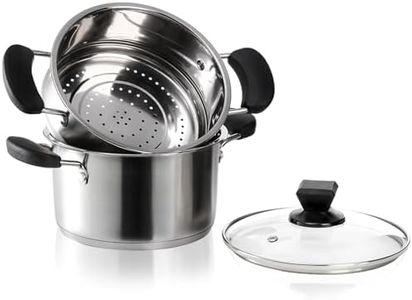 ZENFUN Stainless Steel Steamer Pot with Basket, 1.8 Quart Stock Pot with Glass Lid, Mini Steaming Pot Cookware with Handle, Metal Cooking Steamer for Vegetable, Stews, Pasta, Sauce, Food, Support for