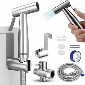 Handheld Bidet Sprayer for Toilet, Spray Attachment with Hose for Feminine Wash, Baby Cloth Diaper Washer, Stainless Steel Cleaner and Shower Sprayer for Pet, Bathroom or Toilet