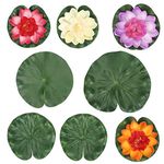 MENGON Artificial Lotus Floating Water Lilies Natural Artificial Plants Flowers Lotus Leaves Lotus Blossom 5 Colors Pond Fountain Garden Pool Fish Pond Aquarium Decoration