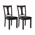 Giantex Set of 2 Dining Chairs, Upholstered High Back Kitchen Chairs w/Rubber Wood Frame, Anti-Scratch Foot Pads, PVC Leather Modern Wood Dining Side Chair, Brown