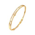 E Gold Bracelets for Women, 14K Gold Plated Bangles Bracelets with Cubic Zirconia Stones Lightweight Everyday Jewelry for Valentine's Day Wedding Birthday (Gold bracelet)