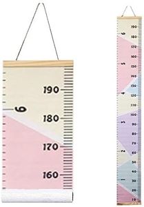 MinoMia Kids Growth Chart, Wood Frame Fabric Canvas Height Measurement Ruler from Baby to Adult for Child's Room Decoration 7.9 x 79in (7.9 x 79in, Colorful)