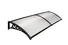 CHENNAI Window Blinds and Shades DIY Polycarbonate Awning Window Sunshade Door Weather Shed Rain Canopy Awnings - 8x2 (Black Brackets & Clear Sheets)