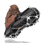 Leolee Upgraded 26 Teeth Crampons Ice Cleats, Anti-Slip Traction Stainless Steel Snow Spikes for Winter Boots, Ice Grips Safe Protect for Men Women Walking Hiking Fishing Climbing Mountaineering (L)