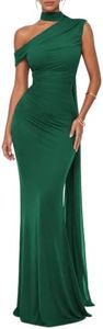 CurvySweet Isolde Women's One Shoulder Mesh Ribbon Ruched Formal Maxi Dress