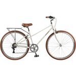 Retrospec Kinney Mixte Step Through Frame 7-Speed City Bike High-Tensile Steel with 700x32C Tires, Rear Rack and Swept Back Handlebars Commuter Bicycle - Eggshell, 42cm