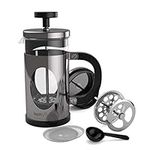 bonVIVO Cafetiere - GAZETARO I 350ml, 3 Cup, Stainless Steel French Press Coffee Maker w/Bonus Scoop and Replacement Filter Mesh - Heat-Resistant Coffee Press - Gifts for Women and Men Silver