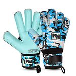 CONNECT Goalkeeper/Goalie Gloves Extreme Grip for Kids, Youth & Adult, Finger Support, Soccer Gloves for Boys, Girls & Junior Keepers Football Gloves for Training, Size 4/5/6/7 (CYAN, 6)