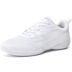 WUIWUIYU Women's Girls' Lace-Up Textile Athlete Sport Shoes Cheerleading Dance Sneakers Size 1 UK White