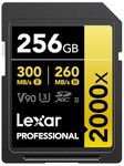 Lexar 256GB Professional 2000x SDXC Memory Card, UHS-II, C10, U3, V90, Full-HD & 8K Video, Up to 300MB/s Read, for DSLR, Cinema-Quality Video Cameras (LSD2000256G-BNNNU)