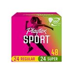 Playtex Sport Tampons, Regular and Super Absorbency, 48 Tampons