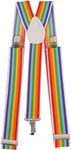 Dress Up America Suspenders for Adults - Party Suspenders - Y Back Adjustable Suspenders for Men, Women, and Teens (Rainbow Stripe)