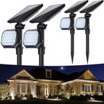 JSOT Solar Spot Lights Outdoor, 700 Lumen Solar Lights Outdoor Waterproof, Solar Powered Spotlight Landscape Lighting for Outside House Garden Yard Backyard Driveway Tree (Cool Light, 4 Pack)