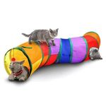 24x7 eMall Cat 2 Way Tunnel Cat Toy Indoor Outdoor Kitty Puppy Puzzle Exercise Hiding Training Toy Pet Tube Collapsible Play Toy - 122 CM