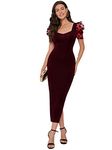 Sheetal Associates Women's Half Sleeve Sweetheart Neck Bodycon Casual Maxi Dress Maroon