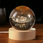 Qolixs 3D Solar System Crystal Ball 60mm Universe Gifts with Laser Engraved Model Astronomy Decor and Gift for Kids(3D Galaxy Ball 16 Color Light with Remote)