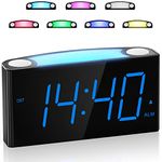 Digital Alarm Clock for Bedrooms,7.5''Large LED Screen,7 Color Night Light,2 USB Chargers,0-100% Dimmer,Adjustable Volume,12/24H &DST,9-Min Snooze,Memory Function,Electric Kids Alarm Clock for Gifts