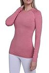TCA Womens Thermal Tops Long Sleeve Compression Base Layer Running Gym Skiing Top - Dusty Rose, L