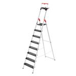 Hailo TopLine L100 8050-307 Aluminium Safety Stepladder with Multifunctional Shell, Safety Holder, Platform Lock and 130 mm Extra-Deep Steps, Black, 8050-807
