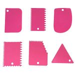 6 PCS Cake Scraper, Plastic Icing Cake Smoother Scraper for Bread Dough Cake Fondant Multipurpose Food Scrappers (Pink)