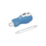 Ferrestock FSKDES013 Short Chrome Vanadium Screwdriver with Dual Tip, Philips (PH2) and Flat (SL6), HRC 56-60, Ergonomic Handle, 2 in 1