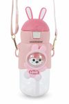 SignoraWare Hobbit BPA free Plastic Kids Water bottle with straw | Easy Grip | Airtight & Leak proof | Lightweight and Portable | Best for School, Picnics & Outdoor Activities (600 ml | Pink)