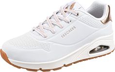 Skechers Women's Uno-Shimmer Away Sneaker, White, 7.5 Wide