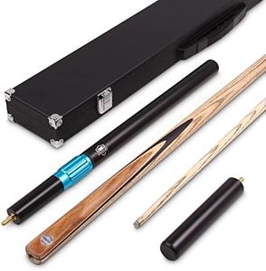PRO147 CLASSIC ROSEWOOD P3/E 57 Inch Snooker Pool Cue Set 2pc Centre Joint Non-matching Ash Cue Long Telescopic Extension, Mini Butt and 3 Slot Case - 9.5mm Tip