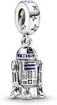 Beads R Us ® - Star Wars R2-D2 Sterling Silver cubic zirconia stones Dangle Charm or Pendant - Compatible with all European style Charm Bracelets, Chains and Necklaces.