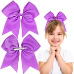 2Pcs Purple Bow Hair Clip 7 Inch Hair Bows for Women Girls, School Girls Hair Clips Hair Barrette Cheer Bow (Purple)