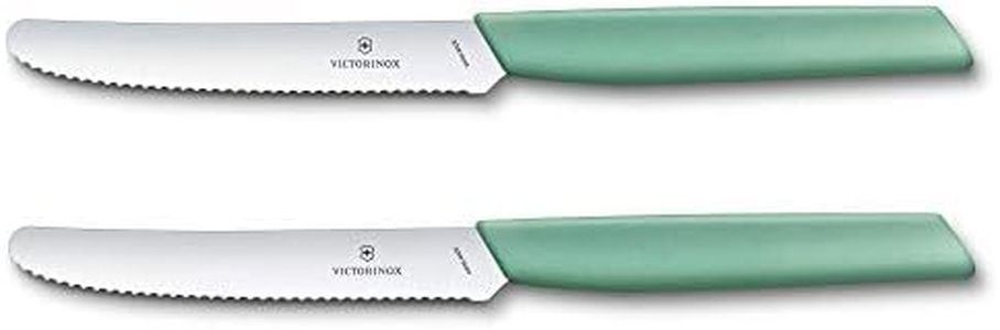 Victorinox, Swiss Modern - Juego de cuchillos para verduras (2 piezas, hoja extra afilada, 11 cm, mango de plástico resistente, acero inoxidable, color verde menta)