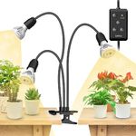 SANSI LED Grow Lights for Indoor Plants, Lifetime Free Bulb Replacement, 450W Full Spectrum 3-Gooseneck Clip Plant Grow Light, Plant Light with Timer 4/8/12 Hrs, High PPFD Growing Power Grow Lamp