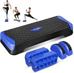 Yes4All 2-in-1 Adjustable Aerobic Stepper with Half Round Legs for Home Workout, Step Exercise & Balance Training - Dark Blue