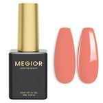 MEGIOR Coral Gel Nail Polish 15ml Coral Orange Gel Polish 1PCS Soak Off UV LED Nail Gel Polish for Nail Art Manicure Salon DIY Home for Women Girls Nails