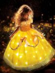 UPORPOR Light Up Princess Dress Up Clothes Halloween Costume for Girl Princess Dress Cosplay Birthday Outfit, Pumpkin Yellow