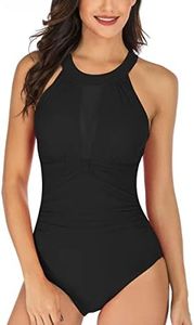 Sweetneed chida yi Costume Intero Donna Costumi da Bagno Contenitivi Pancia Costume Intero Imbottito Push Up Costume Intero Scollatura Profonda con Tulle Curvy Beachwear