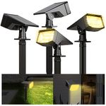 FLOWood Solar Spot Lights Outdoor 4 Pack, 50LED Solar Spotlights Outdoor Garden, IP67 Waterproof 3000k Warm White Solar Landscape Lights, 3 Modes Solar Outdoor Lights for Yard Driveway Porch Walkway