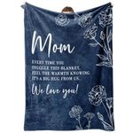 Gifts for Mom Blanket, Mom Birthday Gifts, Birthday Gifts for Mom from Daughter Son, Mom Gifts for Mothers Day Christmas, Super Soft Flannel Throw Blanket for Mom 60" x 50", Blue