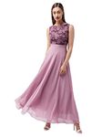 Miss Chase Women's Lavender Round Neck Sleeveless Solid Lace Overlaid Maxi Dress (MCAW19D08-57-196-02,Lavender,XS)