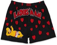 The Simpsons Homer Ladies Man Men's Briefly Stated Boxer Shorts Underwear (X-Large, Black)