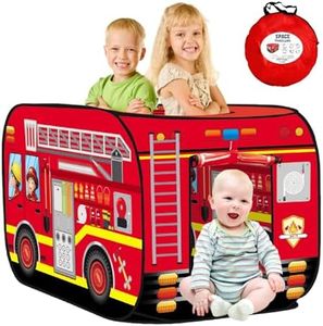 Cecailin Pop Up Tent for Kids.Fire Truck Play Tent Role Play Firefighter Tent.Large, Easy to Organize.Birthday Gift for Girls & Boys.Can Be Played with by 2-3 Kids.for Toddler - Indoor & Outdoor, Red