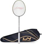 Li-Ning Wind Lite 700 II Carbon Graphite Badminton Strung Racket with Full Racket Cover (Dark Grey/Lime)