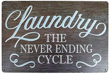 PXIYOU Rustic Laundry Room Wall Decor Vintage Metal Sign The Never Ending Cycle Bathroom Wash Room Signs Farmhouse Country Home Decor 8X12Inch